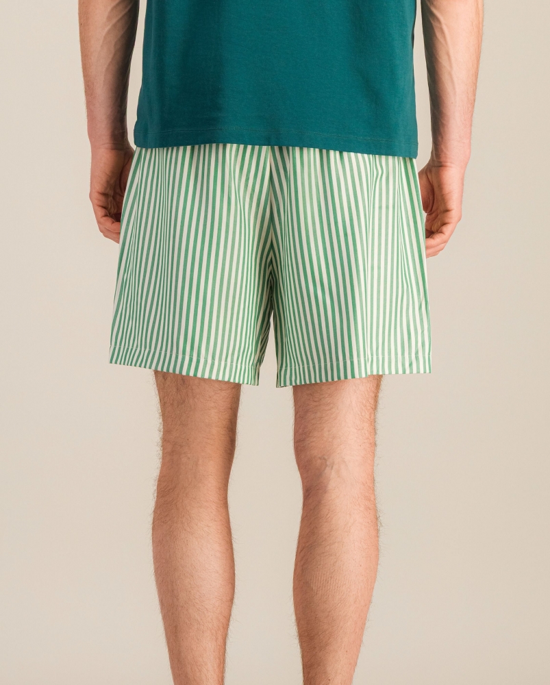 Short homme Manly, tencel rayures vert