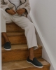Chausson homme Bruson, laine gris noir