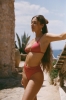 Bas de maillot culotte taille haute Myrto - Rouge framboise
