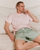 Short homme Manly, tencel rayures vert