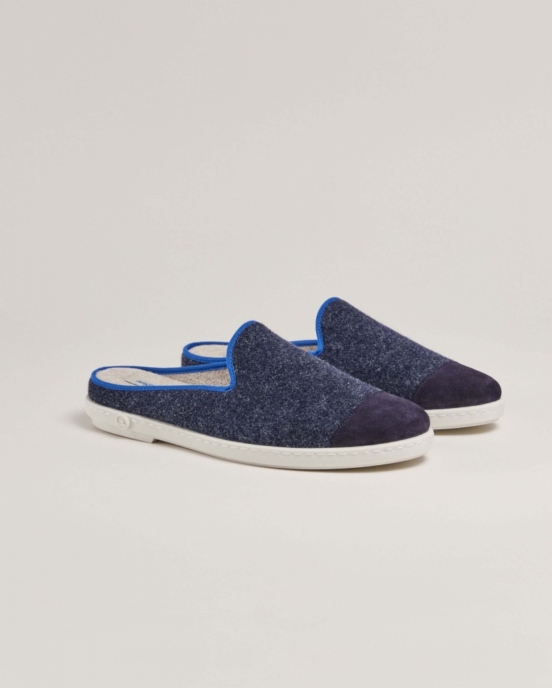 Mule homme Aime, laine marine océan
