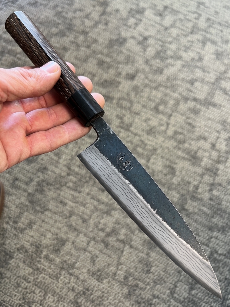 KUMOKAGE PETTY AOGAMI #2 KURO-UCHI DAMASCUS 150MM (5.9\")