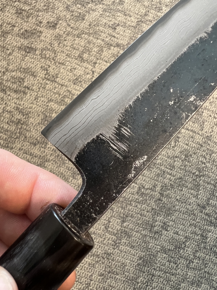 KUMOKAGE PETTY AOGAMI #2 KURO-UCHI DAMASCUS 150MM (5.9\")