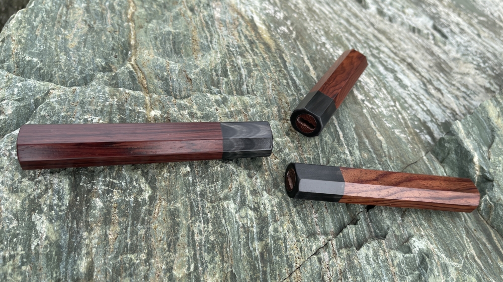 Vietnamese Rosewood & Black Horn Knife Handle