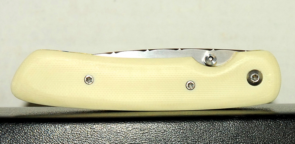 Danno Custom Folding Knife 2.9” SS Blade/Vine Spine/White G-10 Handle