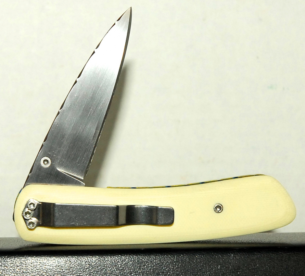 Danno Custom Folding Knife 2.9” SS Blade/Vine Spine/White G-10 Handle