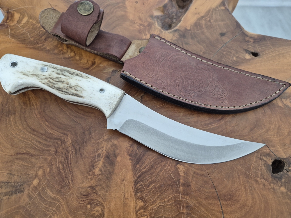 Einzigartige Handgefertigte Jagd Hirschhorn Griff Geschenke für Männer Bushcraft Messer Groomsmen Messer Full Tang Individuell Graviertes Geschenk für Männer Jäger Camping (Dh130)