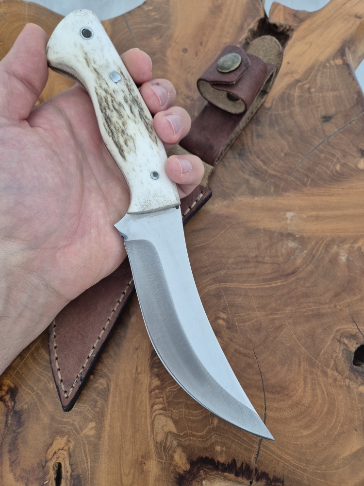 Einzigartige Handgefertigte Jagd Hirschhorn Griff Geschenke für Männer Bushcraft Messer Groomsmen Messer Full Tang Individuell Graviertes Geschenk für Männer Jäger Camping (Dh130)