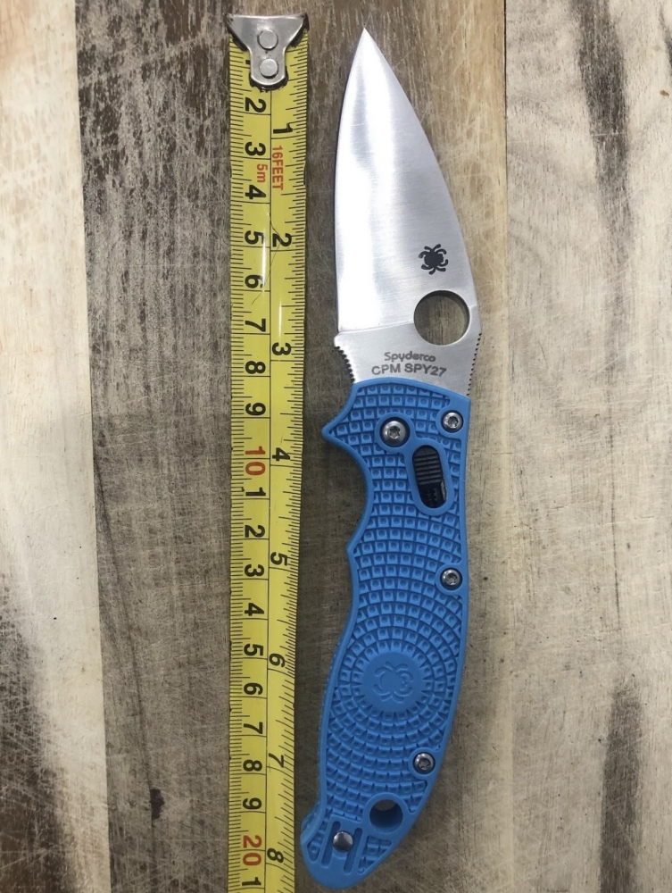 Outdoor Folding Knife Spyderco Ball Bearing Lock Mineral Blue Handle