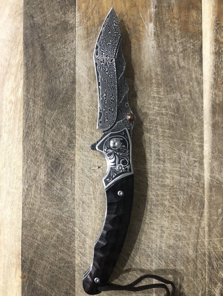 Tactical Damascus Blade Folding Knife Limited Edition