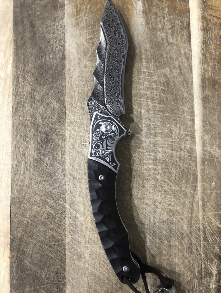 Tactical Damascus Blade Folding Knife Limited Edition