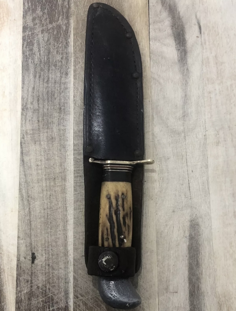 Vintage Rostfrei Fixed Blade Bowie Knife With Sheath