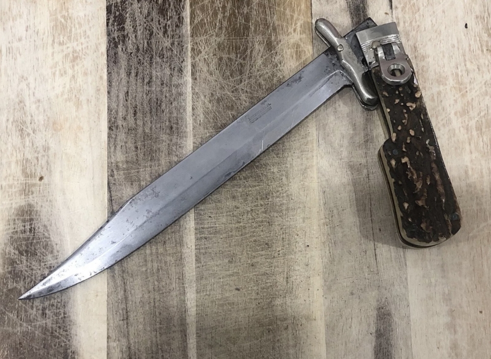Vintage Wingen Othello boar hunting pig sticker swing guard knife & sheath