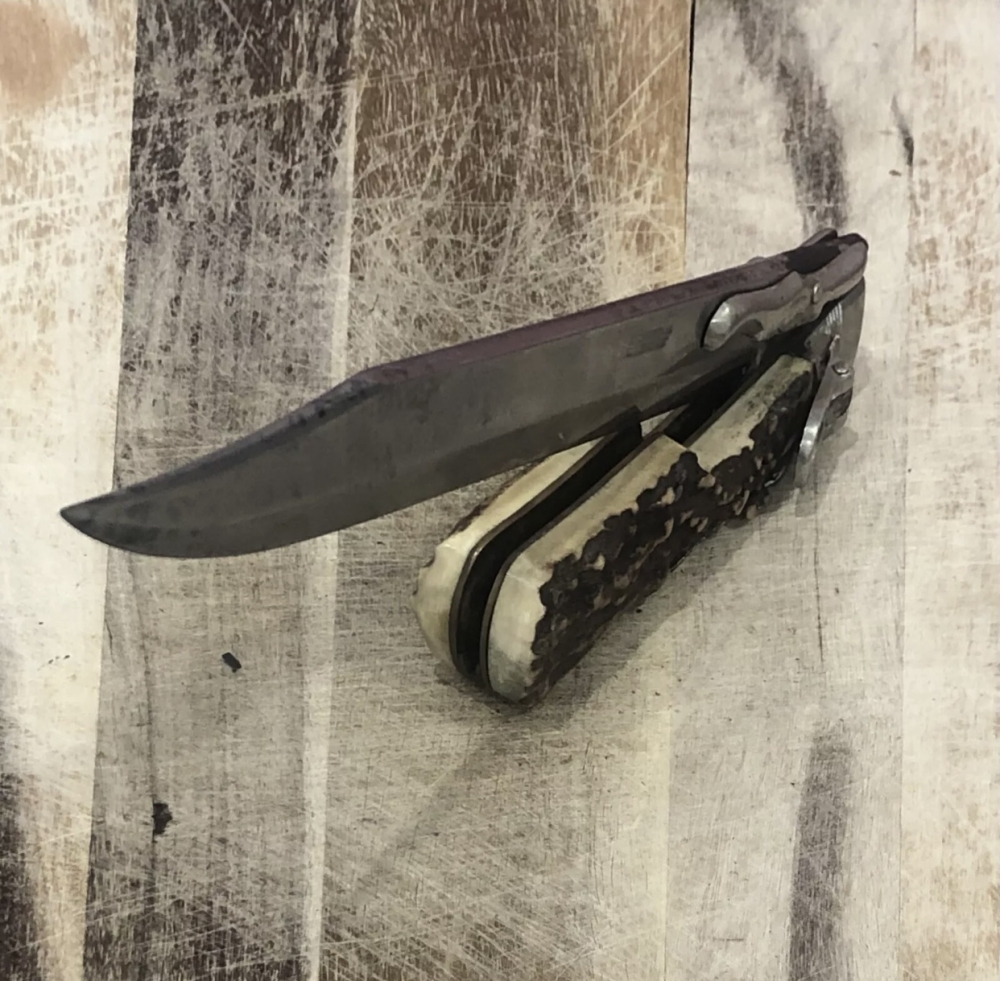 Vintage Wingen Othello boar hunting pig sticker swing guard knife & sheath