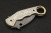 Damascus Karambit Gold Brass Engraved Handle