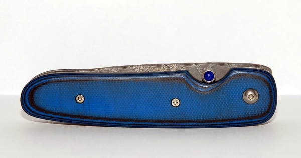 Danno Custom Folding Knife 2 ¾” SS Blade/Vine Spine/Black & Blue G-10 Handle