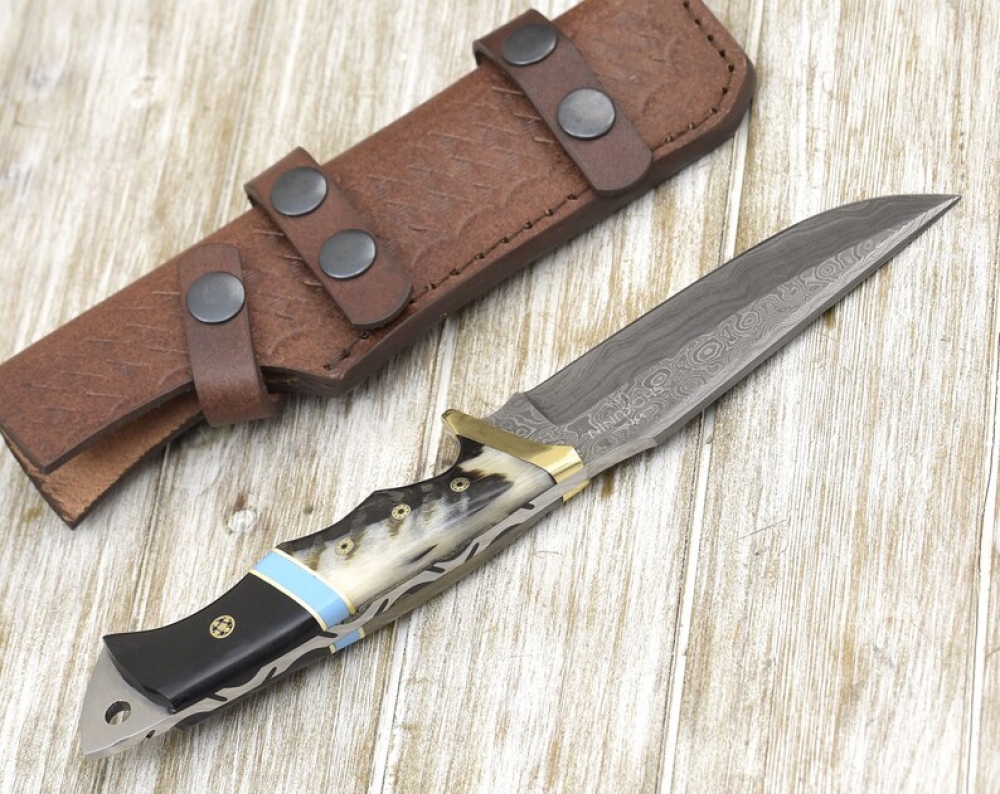 Bowie Knife, Fixed blade, Damascus knife.