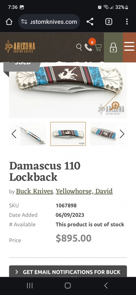 David yellowhorse damascus custom buck 110 stallion