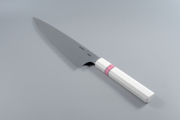 SABOL BROTHERS 240 mm Japanese style Gyuto made of Böhler N690 and Elforyn octagonal handle with pink reconstituted stone insert