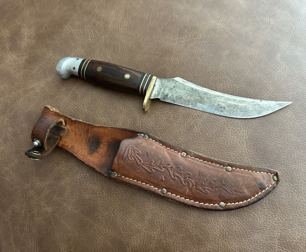 Vintage Western USA W-39 Fixed-Blade Hunting Knife/Leather Sheath Amazing Shape!