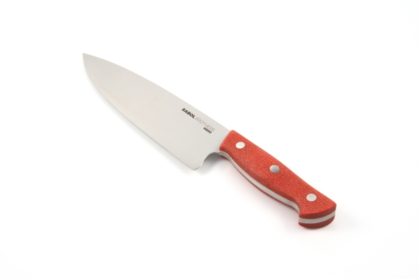 SABOL BROTHERS 8 inch western style Chef's knife made of Böhler N690 and orange burlap micarta handle 