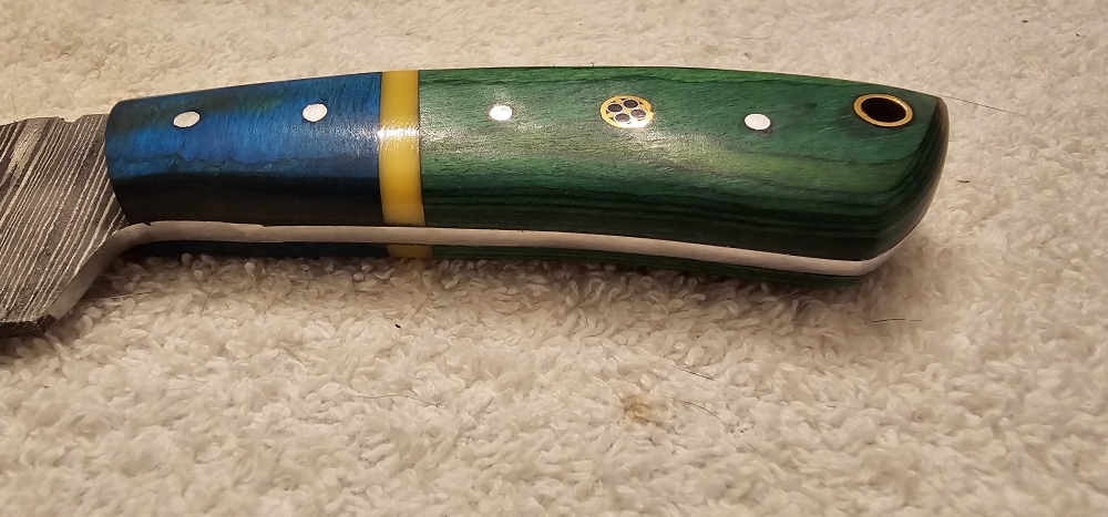 Custom Made Damascus Steel Typhoon Pattern \"Trailing Point\" Fixed Blade