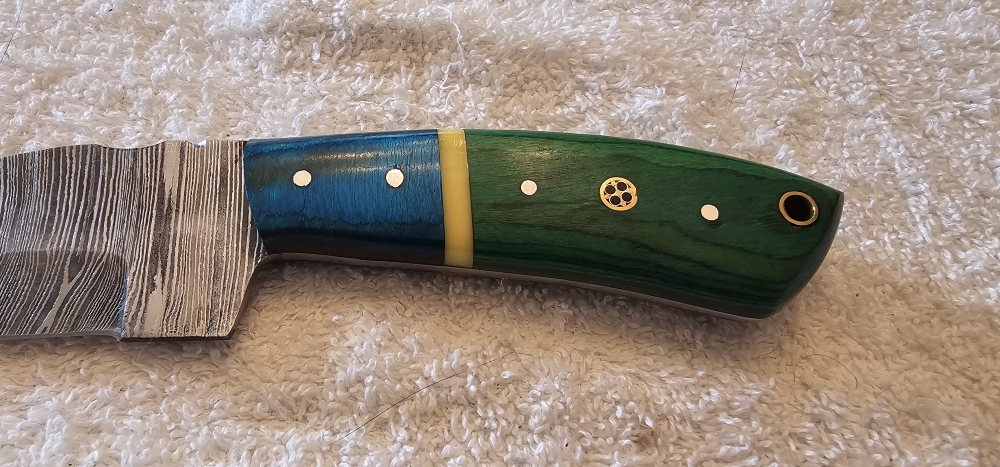 Custom Made Damascus Steel Typhoon Pattern \"Trailing Point\" Fixed Blade