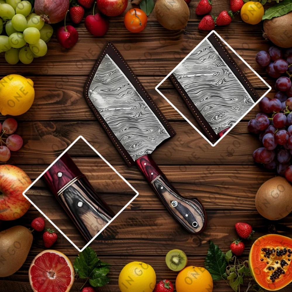 Handmade steel Damascus chef set