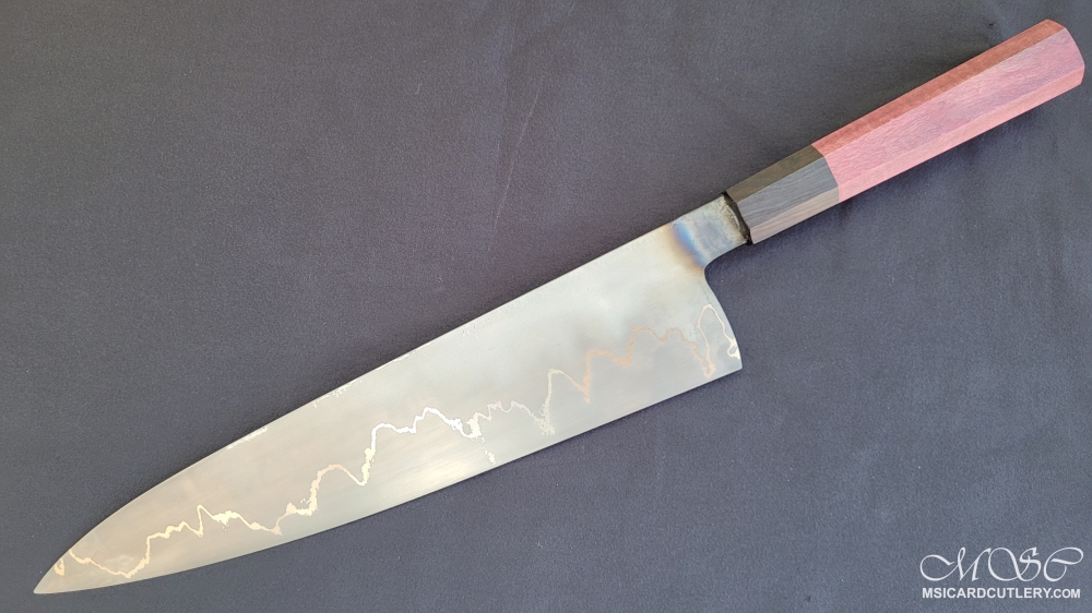 MSicardCutlery 250mm 52100+Low Carbon Sab-Style Chef Knife W/Purple Heart Handle