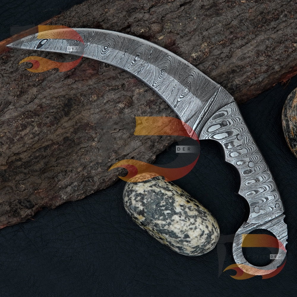 Handmade Full Damascus Steel Karambit Knife Best Custom Beautiful Damascus Hunting knife Handle made Damascus,comes with Pure leather Sheath