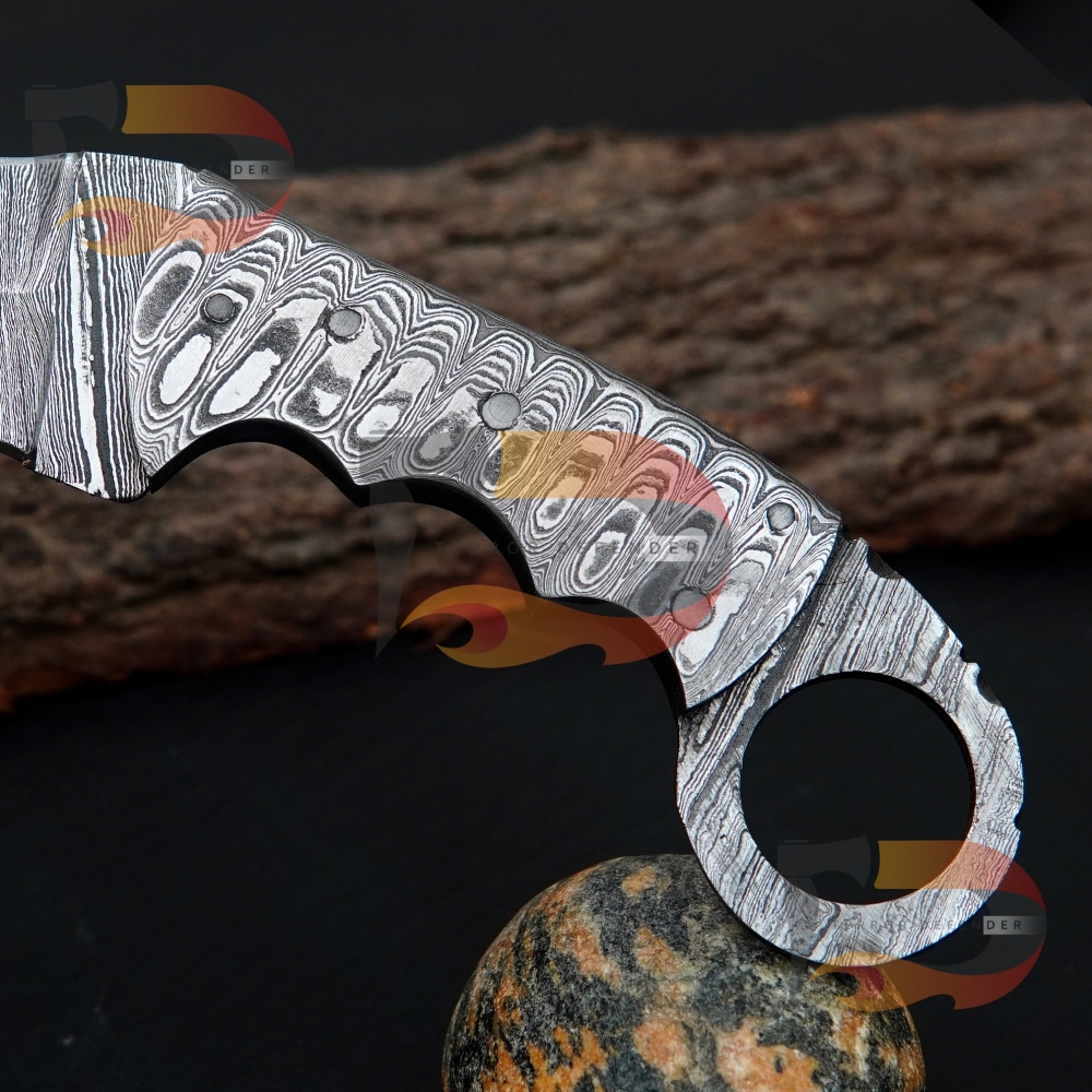 Handmade Full Damascus Steel Karambit Knife Best Custom Beautiful Damascus Hunting knife Handle made Damascus,comes with Pure leather Sheath