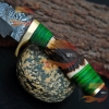 Handmade Damascus Custom Stag/Antler Fixed Blade Hunting Knife/Brass Handle Comes with Pure Leather Sheath Best Gift for Him | Camping knife