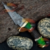 Handmade Damascus Custom Stag/Antler Fixed Blade Hunting Knife/Brass Handle Comes with Pure Leather Sheath Best Gift for Him | Camping knife