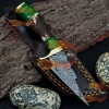 Handmade Damascus Custom Stag/Antler Fixed Blade Hunting Knife/Brass Handle Comes with Pure Leather Sheath Best Gift for Him | Camping knife
