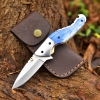 Custom Hand Made D2 steel Folding Knife With Color Camel Bone Handle 