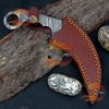 Handmade Full Damascus Steel Karambit Knife Best Custom Beautiful Damascus Hunting knife Handle made Damascus,comes with Pure leather Sheath