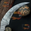 Handmade Full Damascus Steel Karambit Knife Best Custom Beautiful Damascus Hunting knife Handle made Damascus,comes with Pure leather Sheath