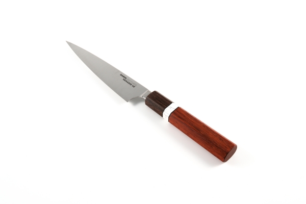 SABOL BROTHERS 150 mm Japanese style Petty made of Uddeholm Vanadis 4E and Padauk octagonal handle with white reconstituted stone insert 