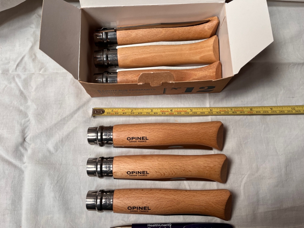 Opinel 12VRI Boxed Set of 6 Locking Knife with  beech wood handle Stainless Steel