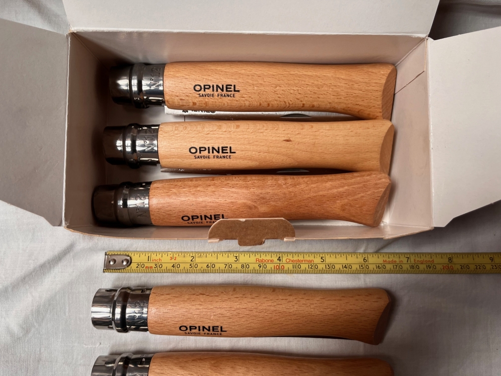 Opinel 12VRI Boxed Set of 6 Locking Knife with  beech wood handle Stainless Steel