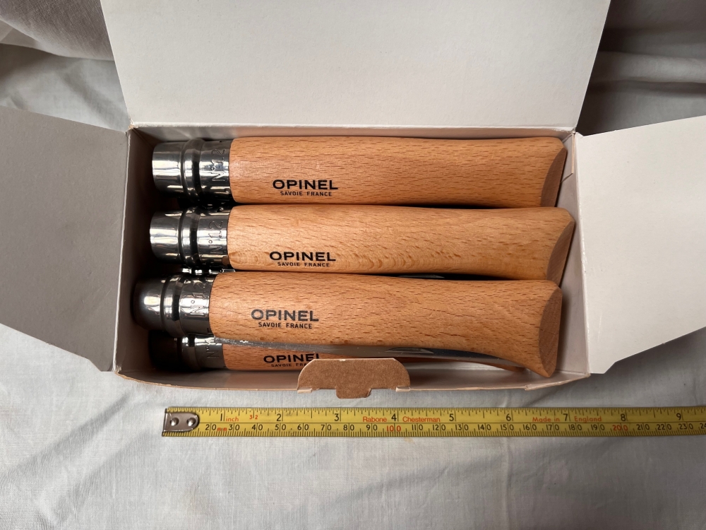 Opinel 12VRI Boxed Set of 6 Locking Knife with  beech wood handle Stainless Steel