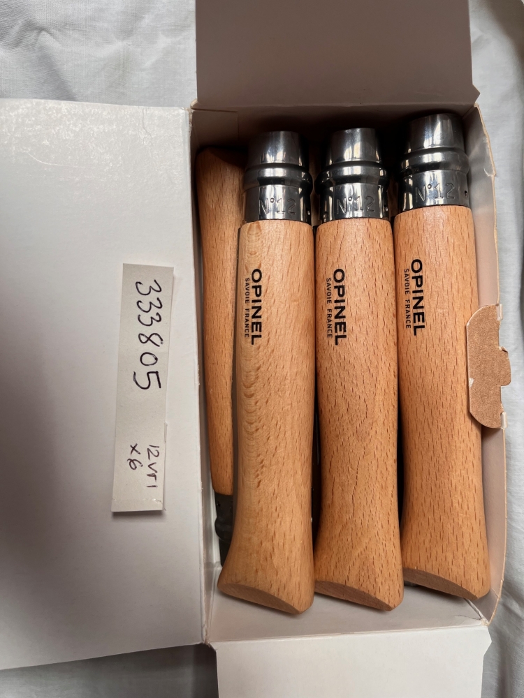 Opinel 12VRI Boxed Set of 6 Locking Knife with  beech wood handle Stainless Steel