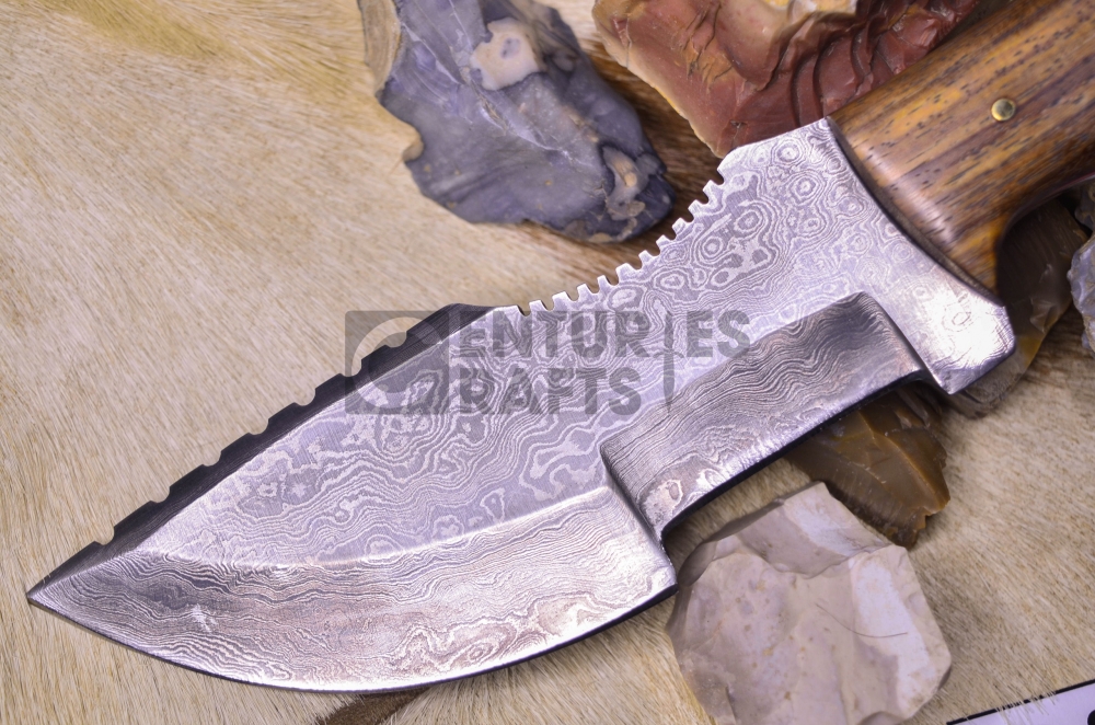 11-Inch Hand Made Damascus Steel Hunting, Camping, Survival, Bushcraft Skinning and Kitchen Knife.