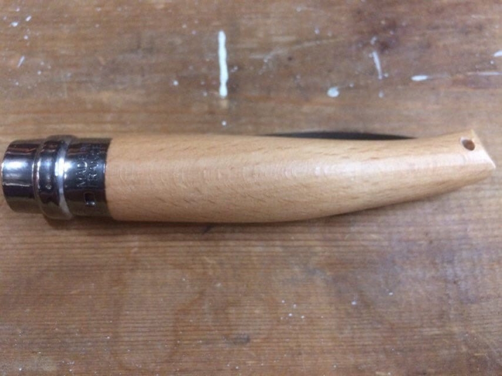 Opinel No.8 Garden Knife. Varnished Beech Handle 8.5cm. Stainless Steel Blade, locking Ring