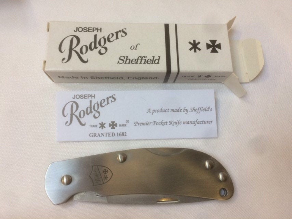 Joseph Rodgers Lock Knife 2.75 stainless drop point blade 3.75\" closed.