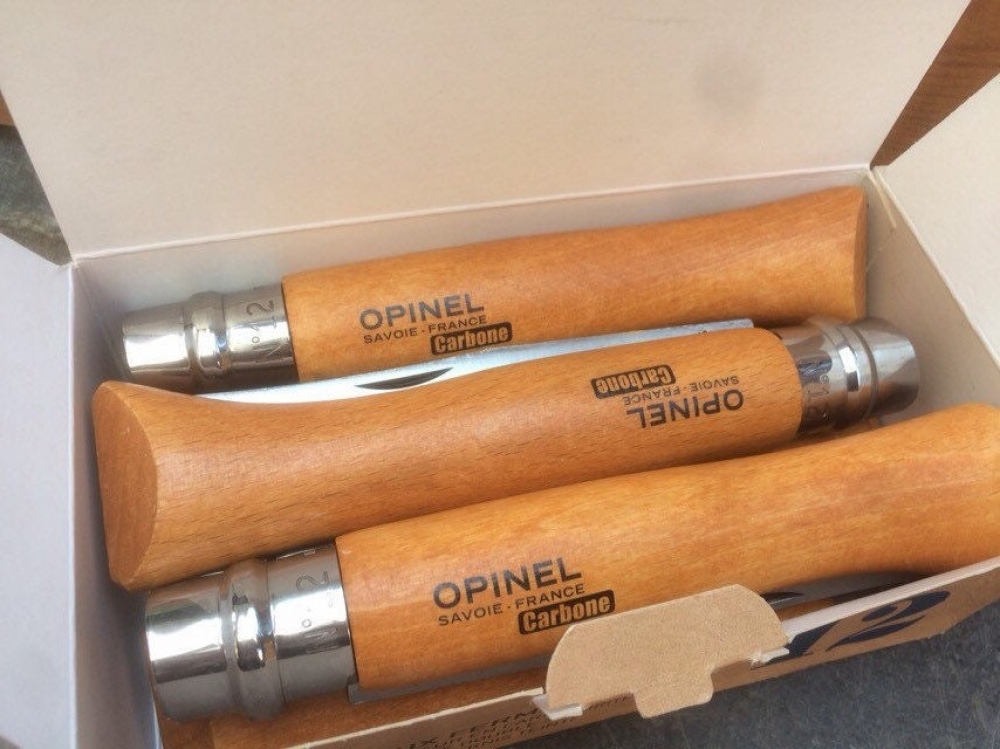 Opinel 12VRN Boxed Set of 6 Locking Knives with  beech wood handle Carbon Steel