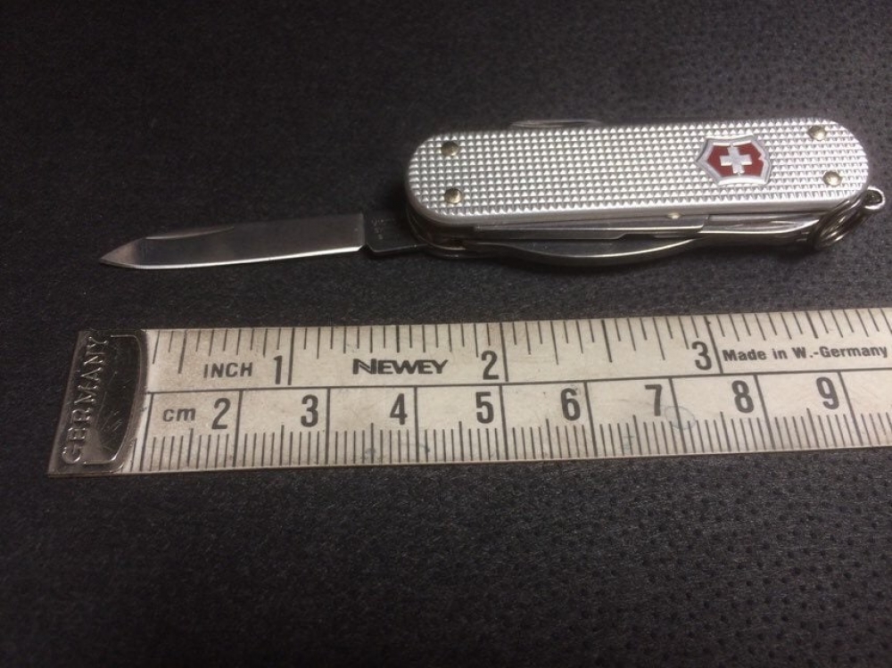 Victorinox 'Minichamp' Alox Silver. Successful manicure knife, scissors, key fob friend.