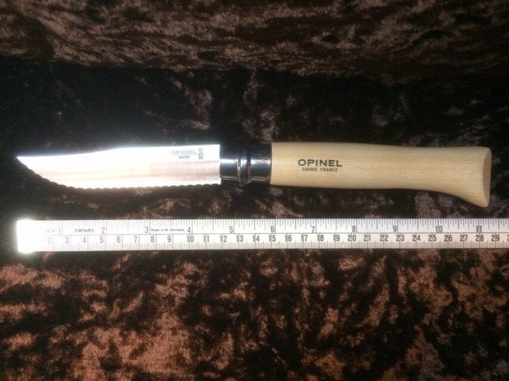 Opinel No. 12 Large Folding bread knife with stainless steel serrated 12 cm.blade