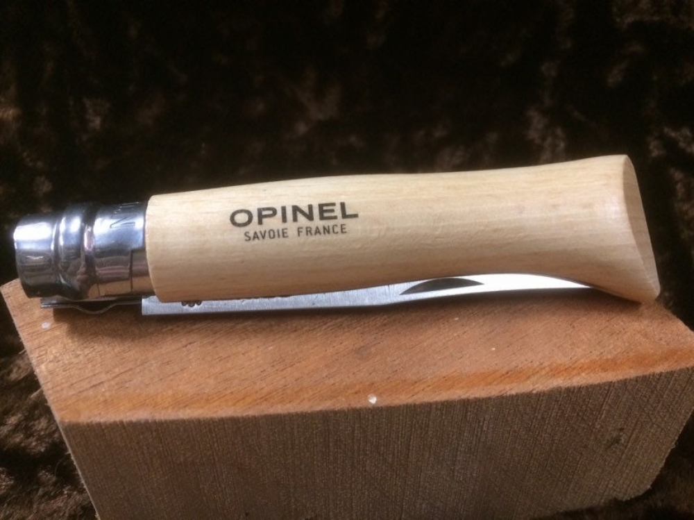 Opinel 8VRI Stainless Steel original classic Beech Handle Virobloc safety locking ring