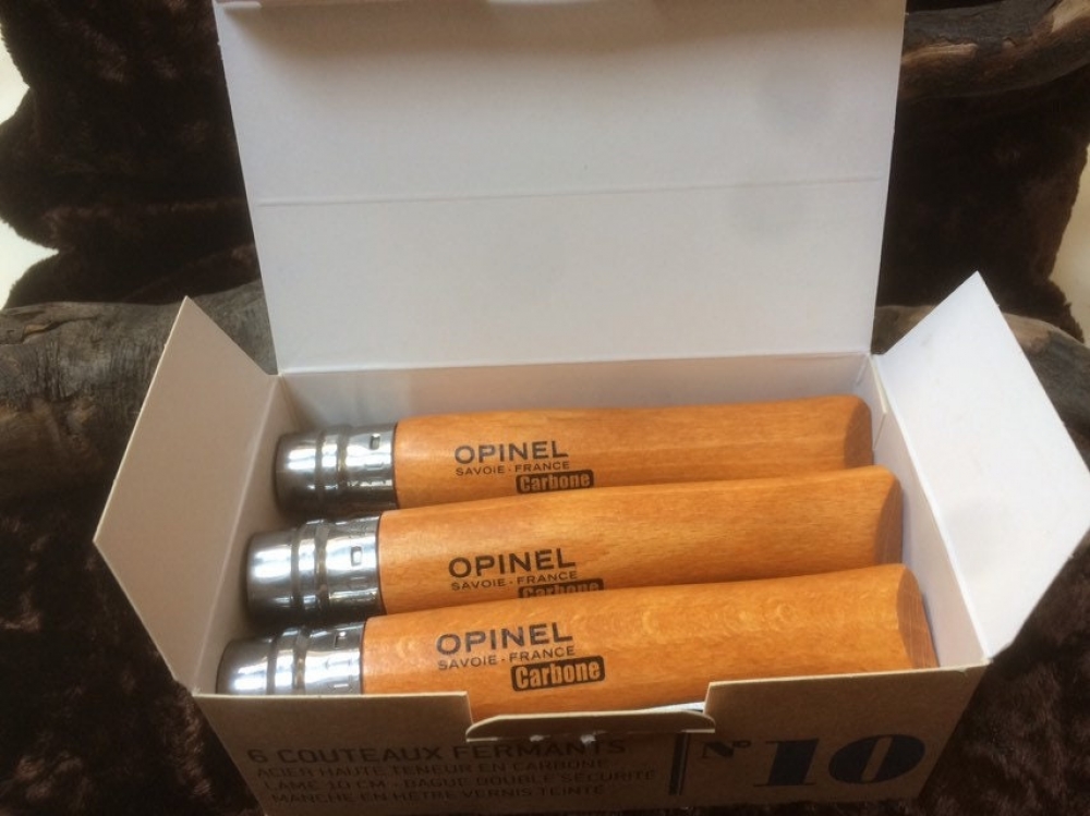 Opinel 10VRN Boxed Set of 6 Opinel Locking Knife with  beech wood handle